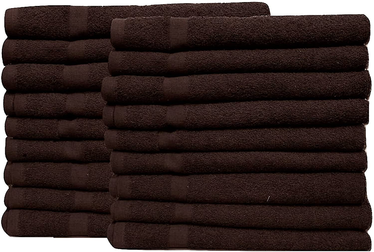EOM Towels Bleach Safe 100% Cotton Ringspun Vat Dyed Hand Towels Size 16" X 28" 12 Pack Great for Salon, Gym and Home use. (Dark Brown)