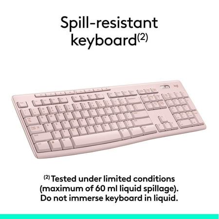 Logitech MK270 Wireless Keyboard and Mouse Combo, Rose