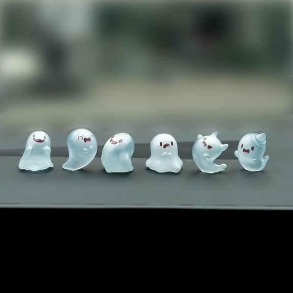 AURENIX Rislobx Luminous Ghost Car Dashboard Decor, 6PCS Fun Ghost Car Dash Decorations, Rear View Mirror Ornament, Interior Accessories for Home Office