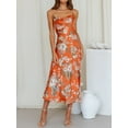 thumbnail image 2 of ZAXARRA Femmes Imprimé Floral Robe Cami Sans Manches une Ligne Côté Fente Midi Robe pour Soirée Club Nuit de Mariage, 2 of 8