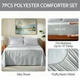 thumbnail image 5 of Bedtreat Queen Comforter Sets，7-Pieces Reversible Bedding Sets，Bed in a Bag with Comforter, Flat Sheet and Fitted Sheet without Pocket, Pillowcases & Shams，White/Light Gray, 5 of 8