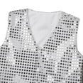 thumbnail image 4 of iixpin Kids Boys Sparkly Sequins Waistcoat Button Down Hip Hop Jazz Dance Vest Jacket Silver 14-15, 4 of 6