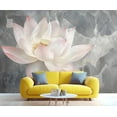 thumbnail image 2 of Pink Lotus Flowers Mural Wallpaper, Gray White Marble Wall Mural, Marble 3D Murals, Modern Light Luxury Art Large Wallpaper For Living Room Bedroom Wall Decor 55"W x 28"H (Not Peel and Stick), 2 of 6