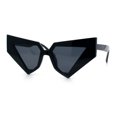 thumbnail image 4 of Womens Geometric Bold Chunky Triangular Cat Eye Plastic Fashion Sunglasses All Black, 4 of 8