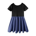 thumbnail image 3 of EnJoCho Girls Cotton Rufle Sleeve Swing Dress 𝖳iered A-Line Sundres𝗌 Scop Neck Contrast Stitching Casual Play Dress for Kids Age 4-12 Years, 3 of 4