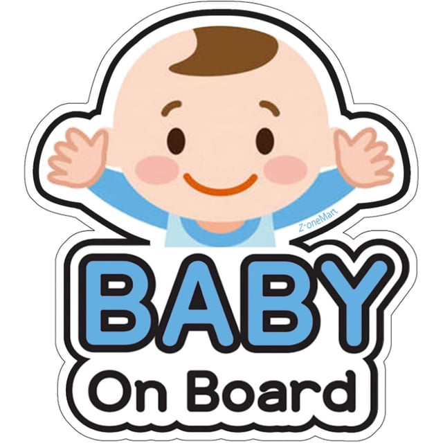Z-oneMart 2 PCs Baby On Board Sticker for Cars Warning Tape PVC Car Stickers, Little Baby Window Decals Baby On Board Sign Automobiles Decoration,Car Accessories Stickers(Basic Boy)