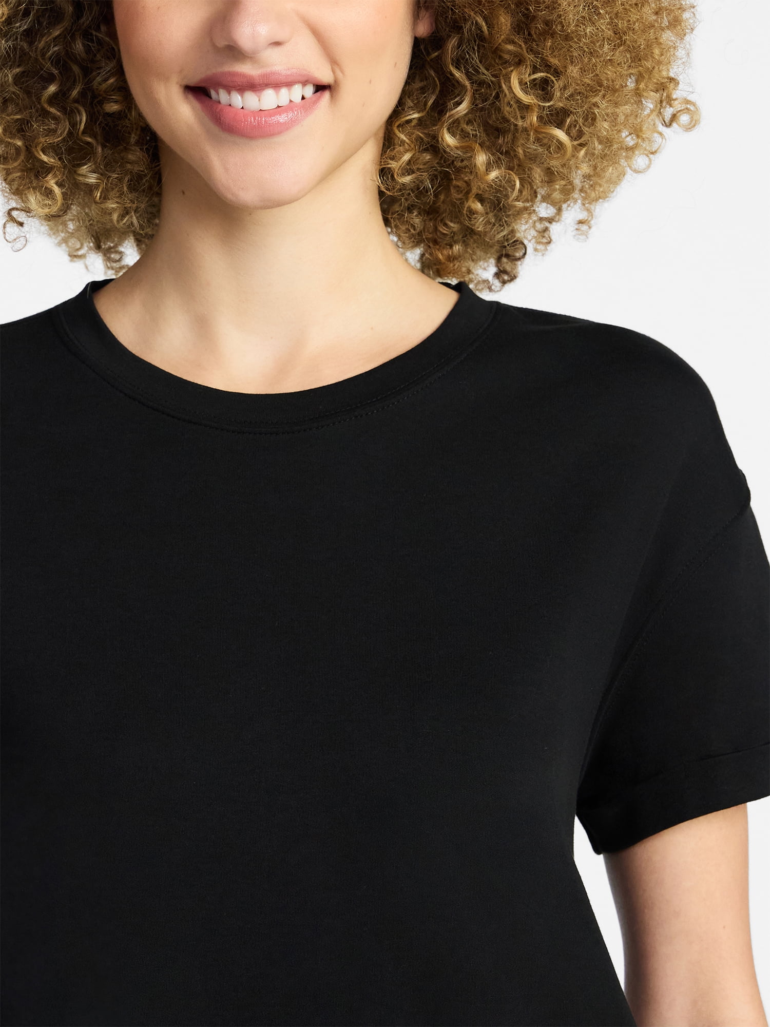 Time and Tru Women's Cotton T-Shirt Dress with Short Sleeves, Sizes XS-XXXL