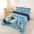 thumbnail image 2 of Castle Fairy Retro Flat Beach Quote Design Full Size Comforter Sets 3-Piece,Swim Ring Flip Flop Shore Print Bedding Comforter Set,Cyan Cream,Navy Blue Reversible,1 Comforter and 2 Pillowcases, 2 of 6