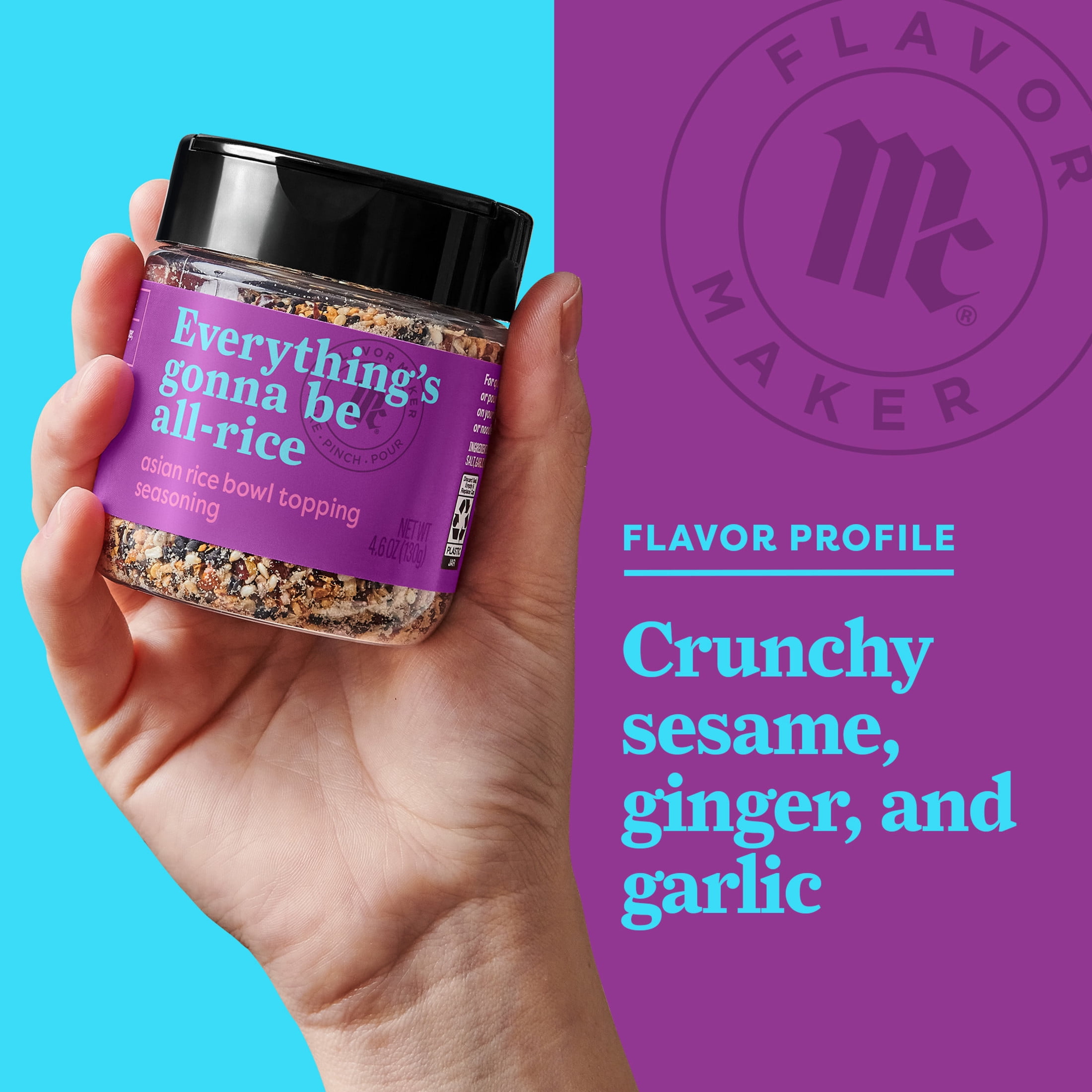 McCormick Flavor Maker Asian Rice Bowl Topping Seasoning, 4.6 oz Jar