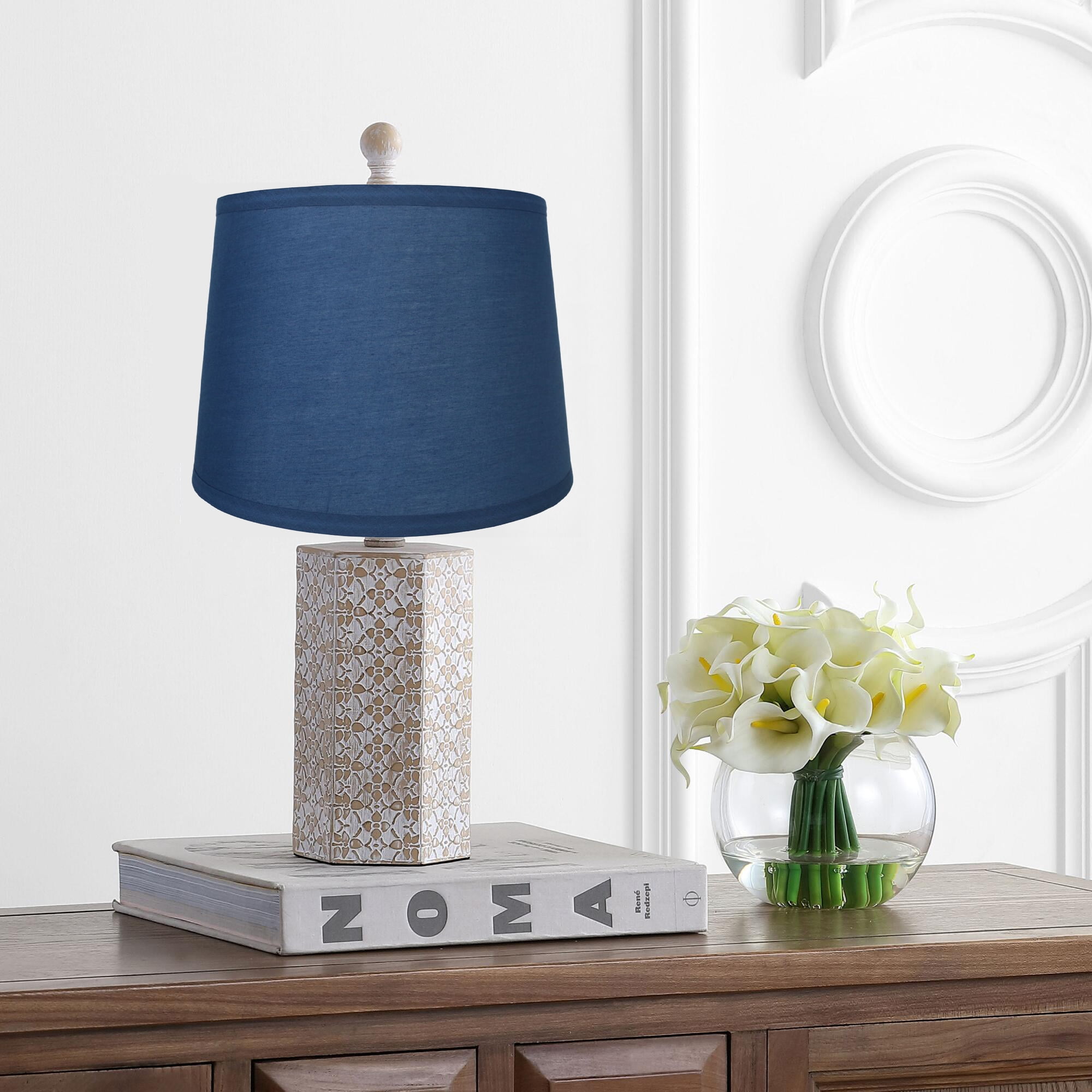 Urbanest French Drum Lamp Shade, Cotton, 12x14x10", Navy blue