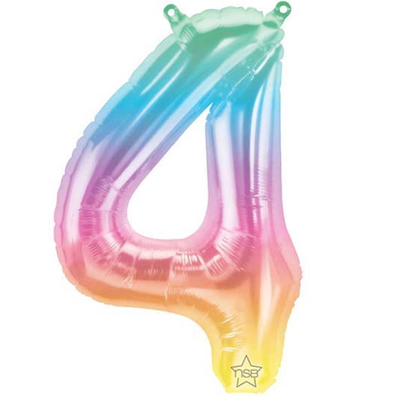 16 inch Number 4 - Jelli Ombre (Air-Fill Only) Northstar Foil Mylar Balloon - Party Supplies Decorations