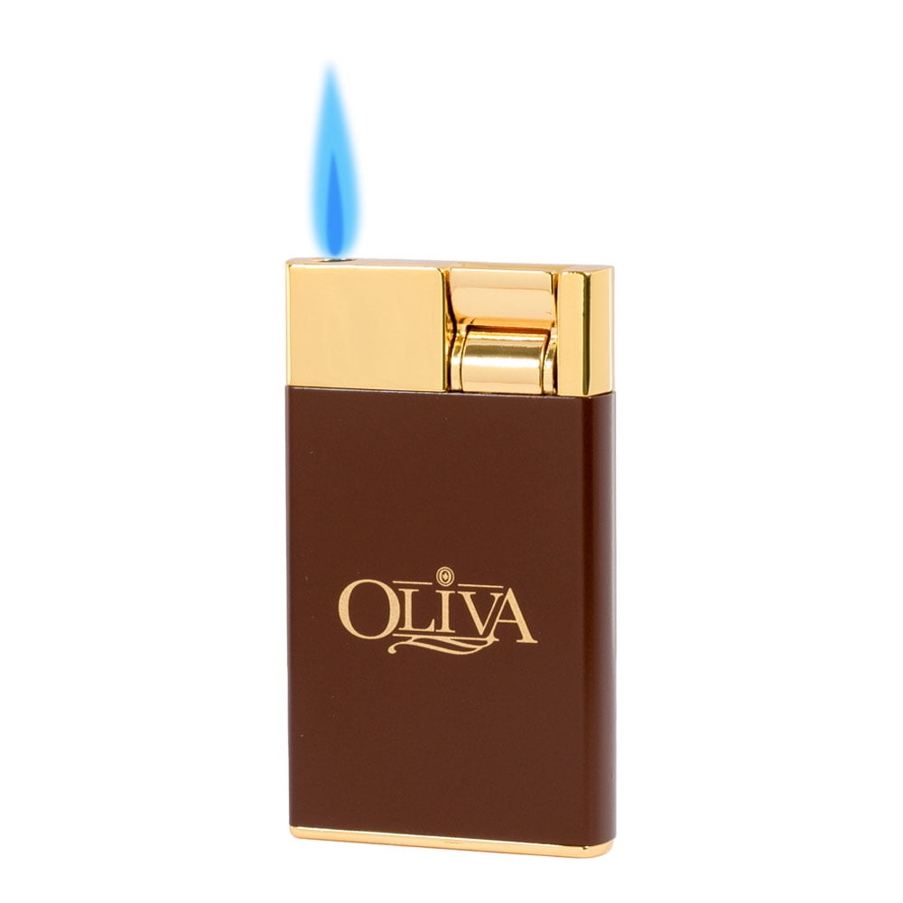 Oliva Slimline Single Torch Lighter Brown Gold