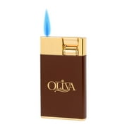 Oliva Slimline Single Torch Lighter - Brown - Gold