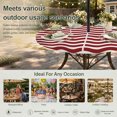 thumbnail image 6 of Round Outdoor Tablecloth with Umbrella Hole and Zipper, Red White Tablecloth with Elastic Waterproof, Modern Abstract Waves Water Ripple Striped Patio Table Covers for 36" - 44" Picnic Pool Tables, 6 of 9