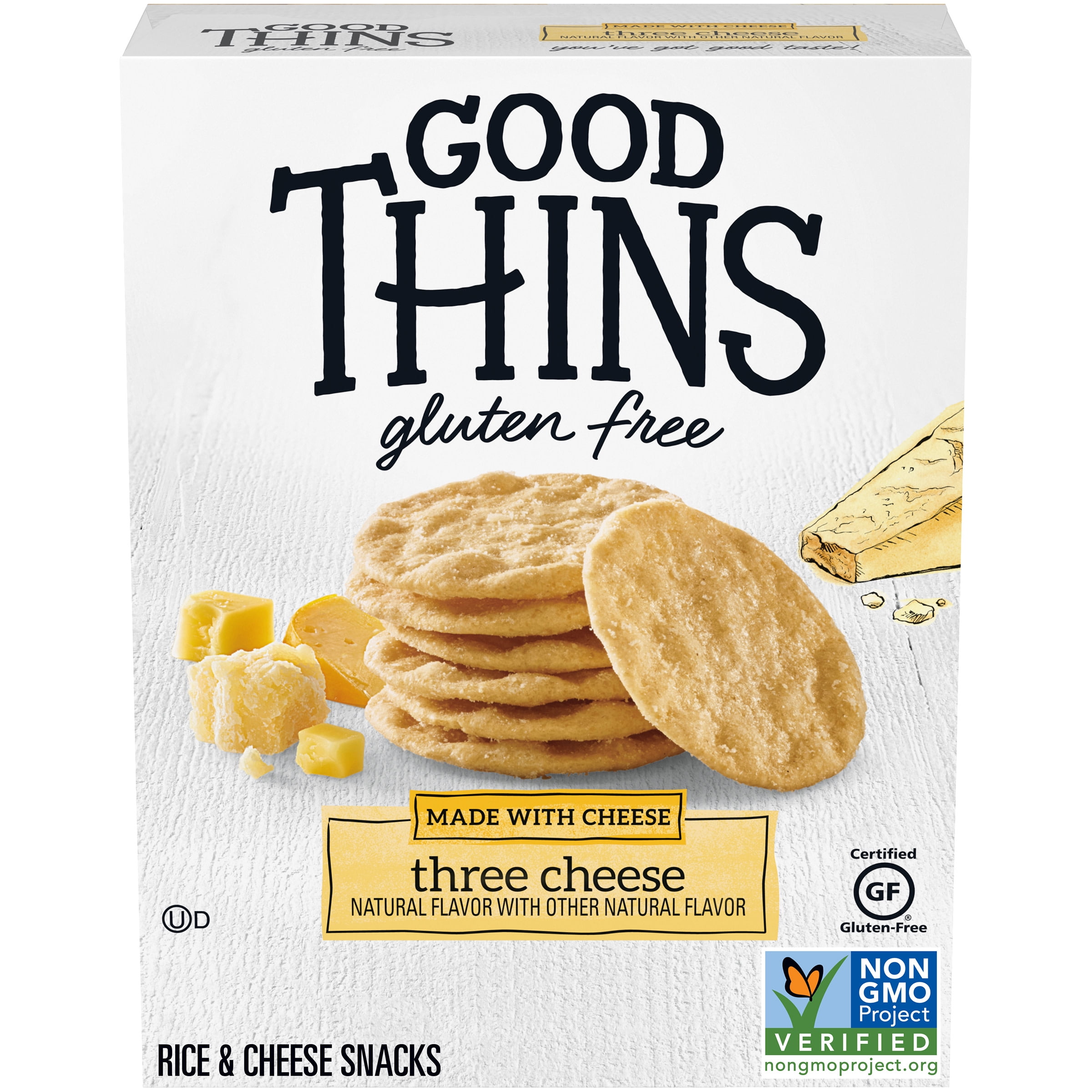 Good Thins Three Cheese Rice & Cheese Snacks Gluten Free Crackers, 3.5