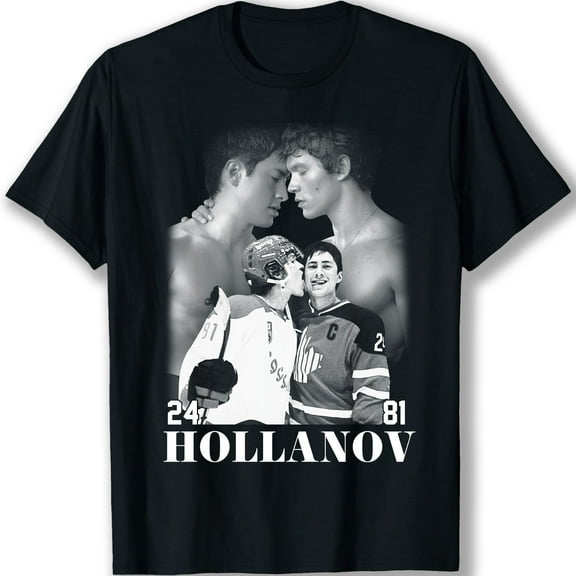 24 81 HOLLANOV Ilya Rozanov Vintage Graphic T-Shirt with Hockey Collage Design