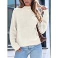 thumbnail image 6 of Women High Neck Oversized Sweaters Batwing Long Sleeve Pullover Loose Chunky Knit Jumper Apricot S, 6 of 8