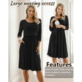thumbnail image 2 of Women's Patchwork Maternity Nursing Dress 3/4 Sleeve Dress for Breastfeeding, 2 of 4