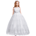 thumbnail image 3 of IBTOM CASTLE Girls Flower Vintage Lace Princess Long Dress for Kids Tulle Pageant Formal Party Wedding Floor Dance Evening Gown 11-12 Years White, 3 of 8