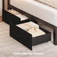thumbnail image 7 of Queen Corner Bed Frame with Storage Drawers, Modern Linen Upholstered Daybed with LED Lights & Charging Station, Metal Platform Bed with Guardrail for Bedroom Dorm, Black, 7 of 7