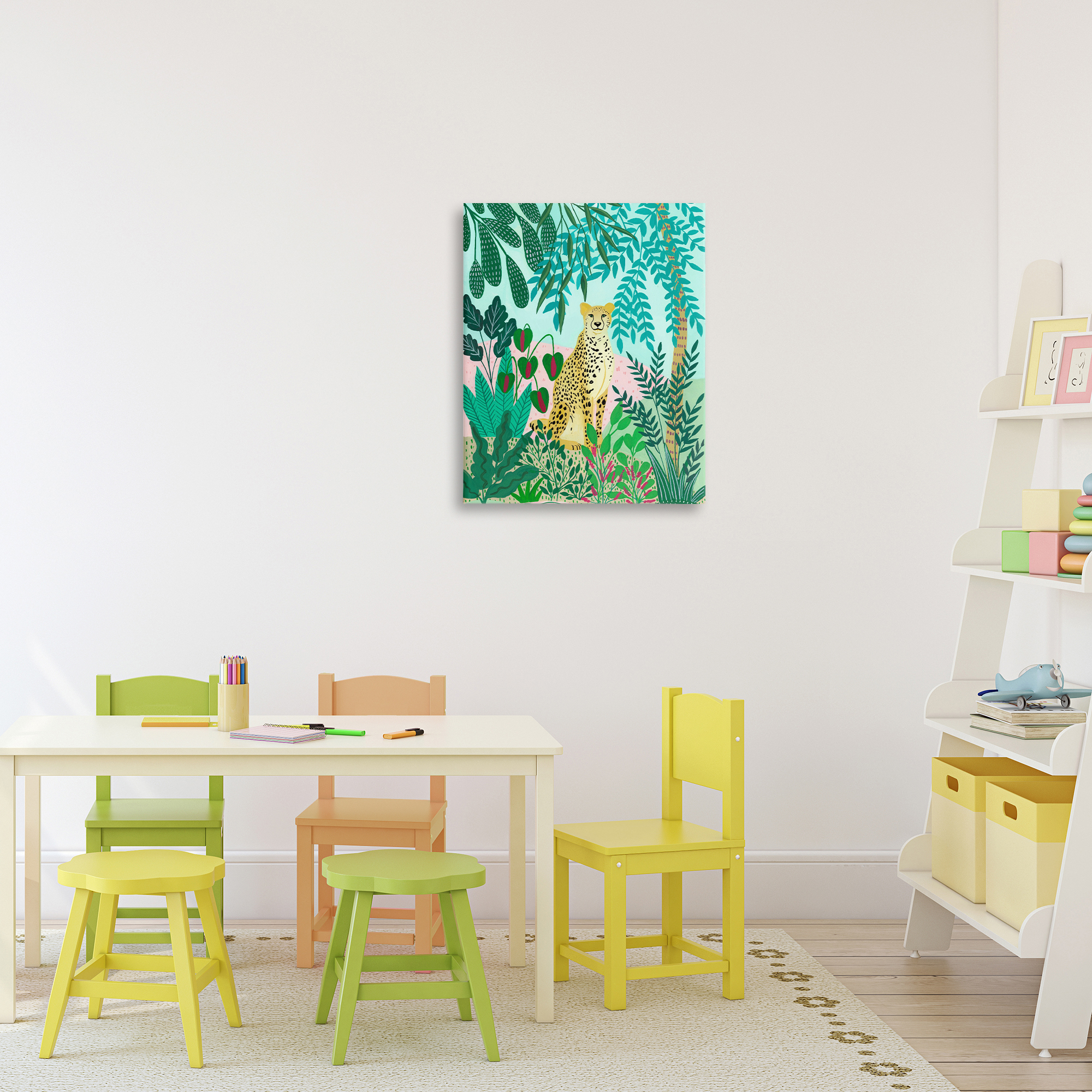 Stoic Leopard Tropical Forest Canvas Wall Art, design by Nabeela Rumi