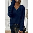 thumbnail image 5 of PRETTYGARDEN Fall Fashion Long Sleeve Shirts for Women Ribbed Knit V Neck Dressy Casual Lightweight Sweaters Tunic Tops, 5 of 9