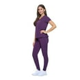 thumbnail image 2 of Women's Essential Scrub Set Cool Stretch Jogger Scrub Top and Pant (X-Large, Eggplant), 2 of 6