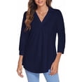 thumbnail image 1 of Blusa plisada, dobladillo curvo, color puro para el trabajo de la vida diaria para mujeres ANGGREK GD1711, 1 of 6