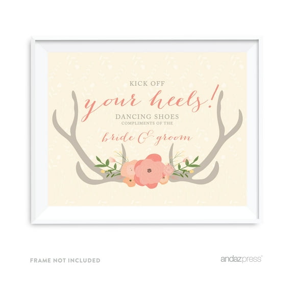 Dancing Shoes - Kick Off Your Heels Woodland Deer Wedding Party Signs