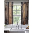 thumbnail image 3 of Sheer Curtains 72 Inches Long, Black Brown Board Light Filtering Window Curtains for Living Room/Bedroom, Vintage Chic Shabby Wooden Grain Rod Pocket Voile Sheer Curtain Drapes, 52"W x 72"L, 2 Panels, 3 of 8