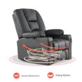 thumbnail image 3 of Mcombo Manual Swivel Glider Rocker Recliner Chair with Massage and Heat for Nursery, USB Ports, 2 Side Pockets and Cup Holders, Durable Faux Leather 8036(Black), 3 of 7