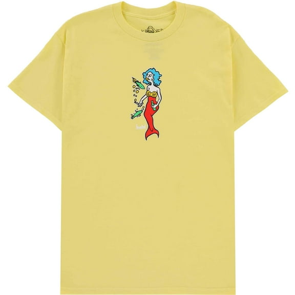 Krooked Mermaid Short Sleeve T-Shirt Cornsilk Yellow, Small, Men's