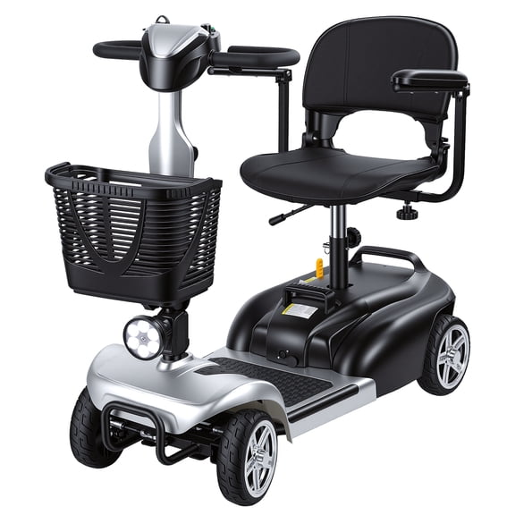TidBay 4 Wheels Mobility Scooter for Adults & Seniors, Lightweight Foldable 5 MPH Speed 7.46 Miles Range Electric Powered Travel Scooter with LED Headlights and Basket, Charger Included