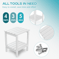 thumbnail image 3 of Pipopa Adirondack Outdoor Side Table Set of 2,HDPE All Weather Double Layer Patio Side Table,Rectangular End Table for Garden Balcony Pool,White, 3 of 7