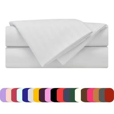 Set White Anklet - Mezzati Luxury 1800 Prestige Soft and Comfortable Collection Bed Sheets Set King Striped White