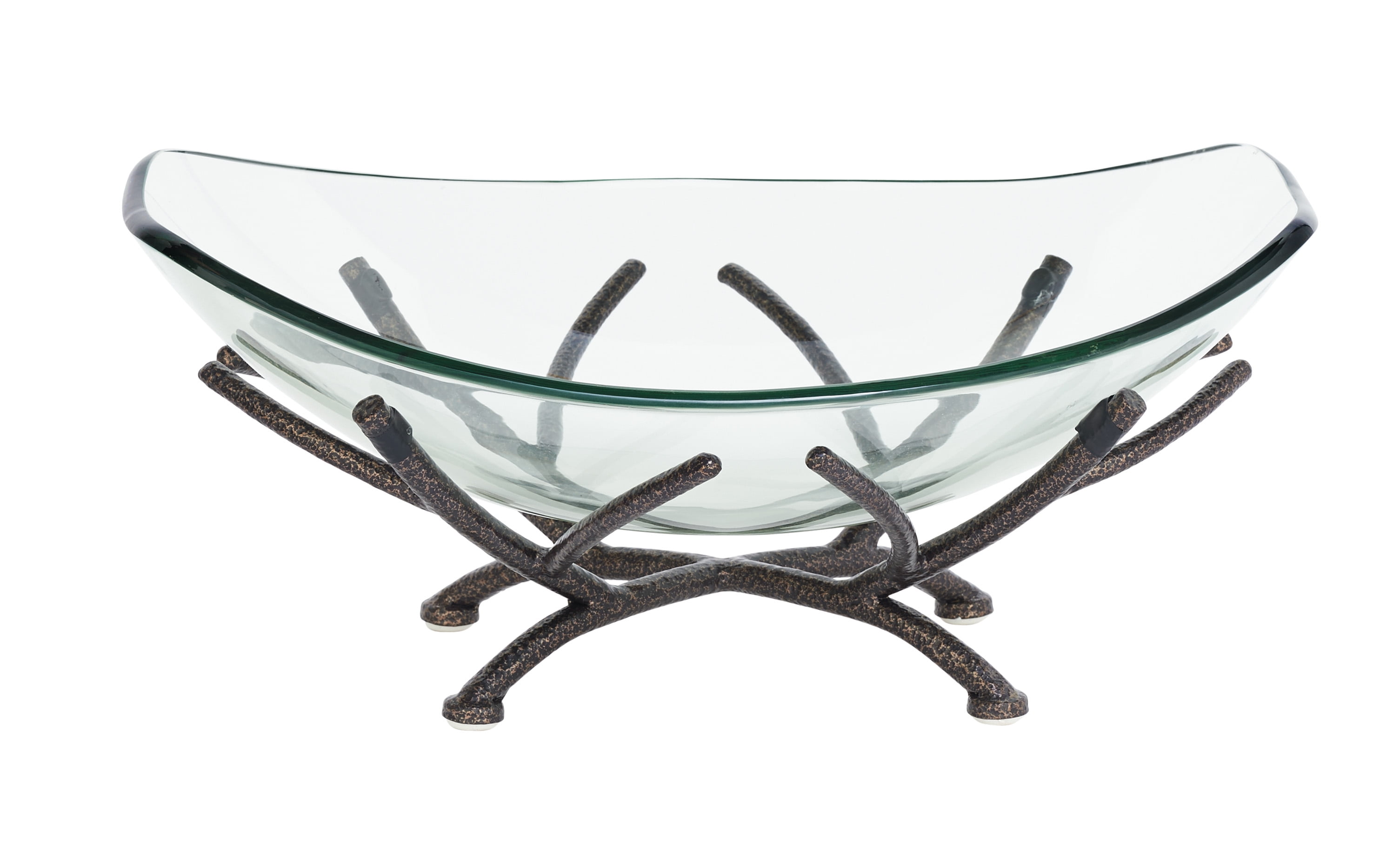 Decmode Traditional 8 X 18 Oval Glass Bowl With MultiPronged Iron