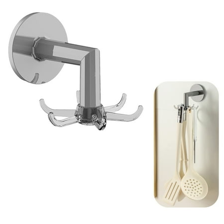 

KAJHDGH Wall Hook 360 Rotating Wall Hooks Punch Kitchen Utensil Hanging Rack For Spoon Spatula Towel Organizerwire shelving