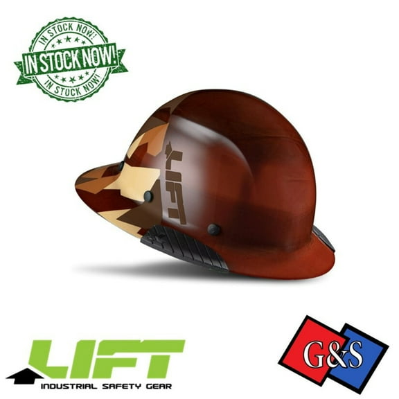 LIFT Safety HDF50-20CD Dax Hard Hat Full Brim 50/50 Desert Camo w/Ratchet Suspension, Type 1 Class G