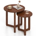 thumbnail image 1 of Costway Round Nesting Coffee Table Set of 2 with Thickened Top & Solid Rubber Wood Legs Walnut, 1 of 10