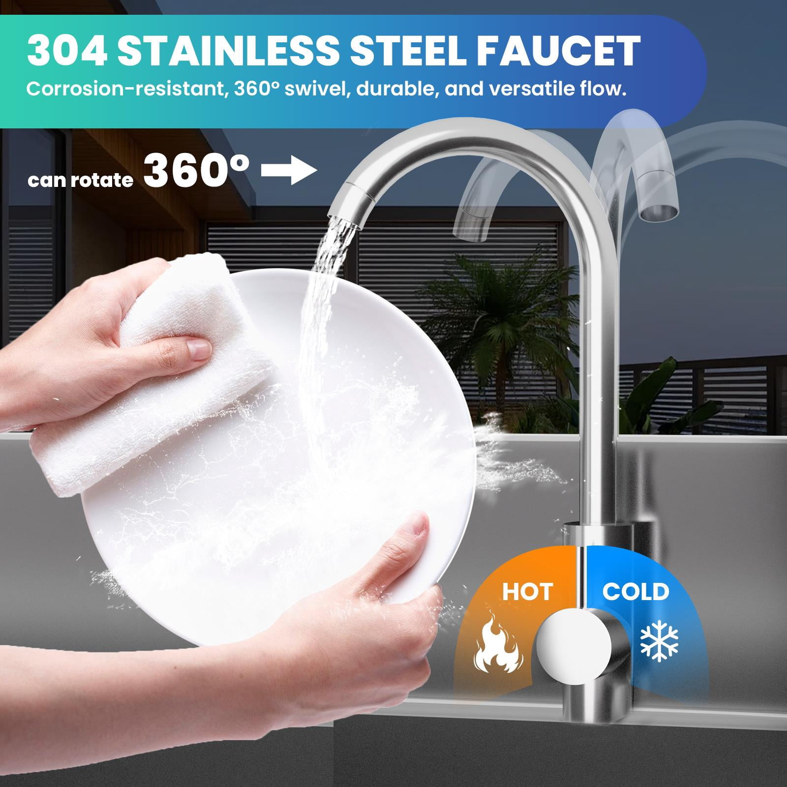 1-Drawer Kitchen Sink, Stainless Steel Commercial Sink With Workbench And Bottom Shelf,Free Standing Utility Sink With Hot And Cold Water Connection,For Garage Or Laundry Room