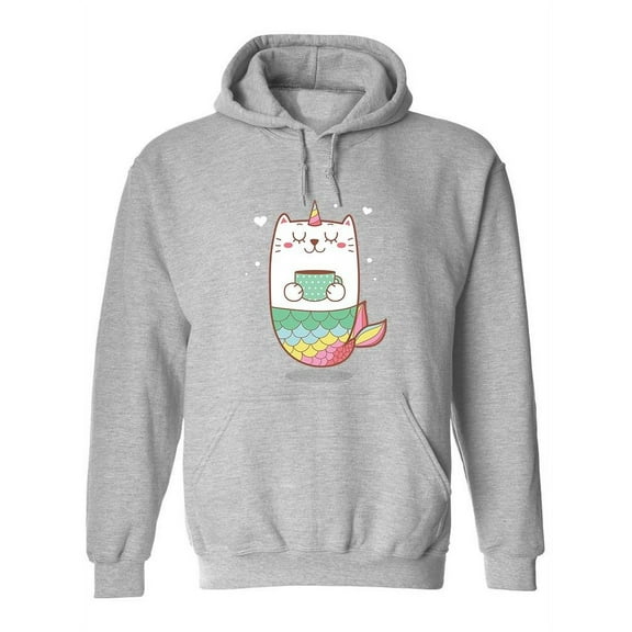 Unicorn Mermaid Drinking Coffe Hoodie Women -Image by Shutterstock, Female Small
