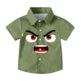 thumbnail image 3 of LEKWK Boys Short Sleeve Button Down Shirt Funny Cartoon Face Print Turn Down Collar Top Novelty Summer Beach Party Outfits, 3 of 8