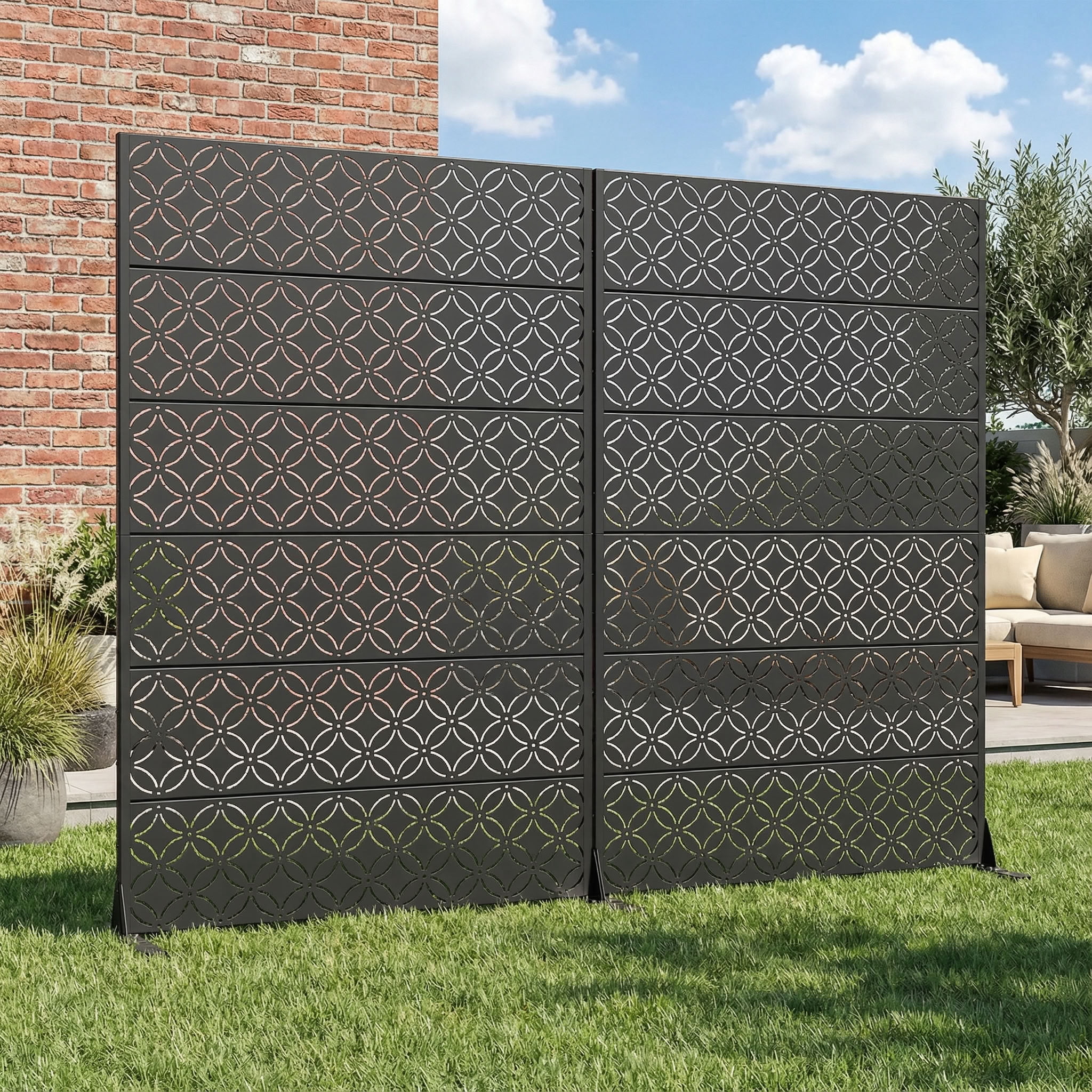MAYEERTY 72*47in Outdoor Privacy Screen, RV Area Metal Privacy Fence, Privacy Panel for Patio, Balcony, Backyard, Garden