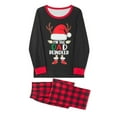 thumbnail image 3 of Christmas Family Pajamas Matching Set Santa Hat Elk Print Long Sleeve Tops and Red Plaid Pants Sleepwear, 3 of 10