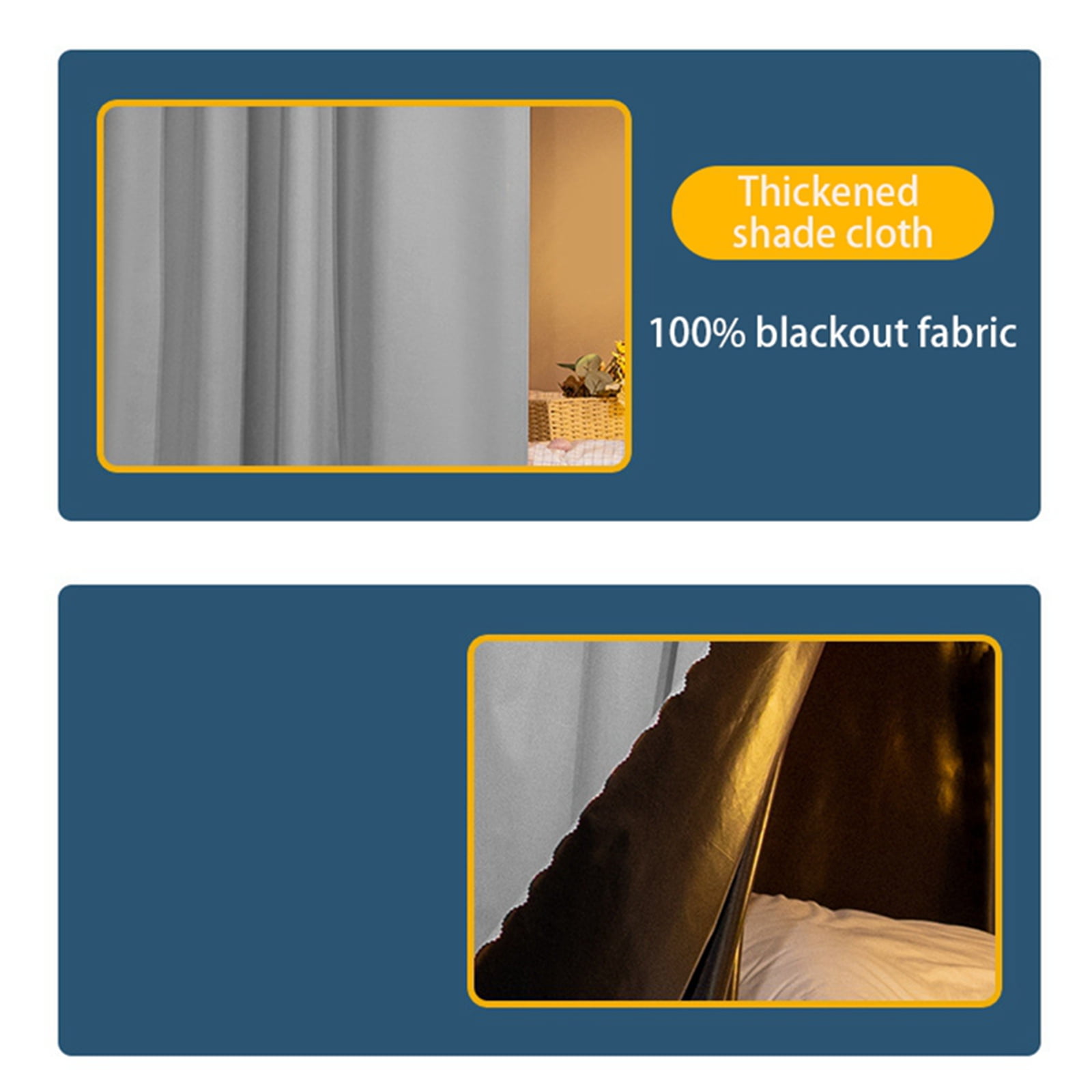 2Pcs 45*78in Bunk Bed Curtains Dorm Home Blackout Privacy Bed Cloth Curtain Shading Breathable Dustproof Bed Canopy with Rope and Buckles for Dorm Loft Bed Single Sleeper