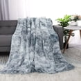 thumbnail image 3 of PiccoCasa Luxury Shaggy Faux Fur Throw Blanket for Sofa Couch, Gray 60"x78", 3 of 9