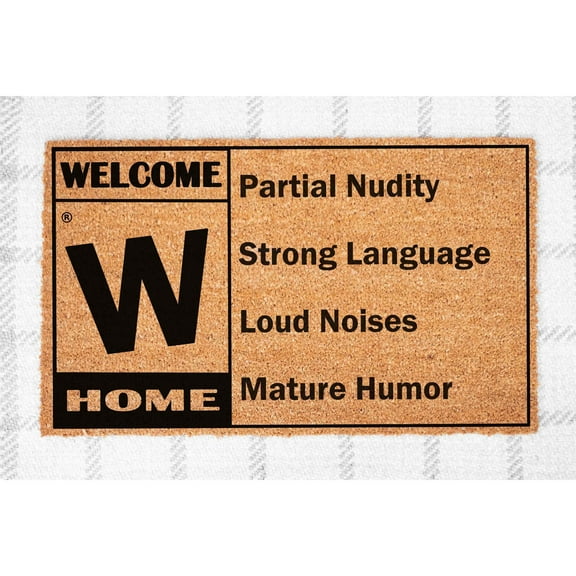Doormat Welcome Home Movie Rating Welcome Mat Funny Unique Gift Rug (18" x 30") #5607