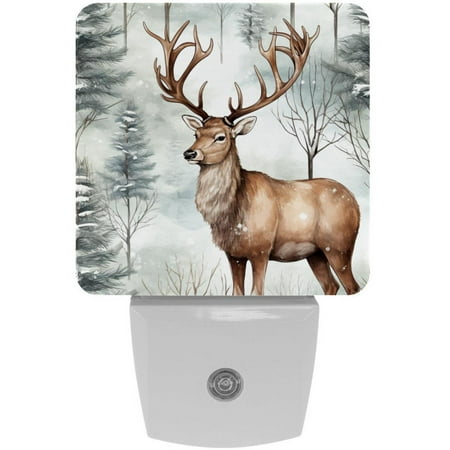 

2 Pack Auto Dusk-to-Dawn Sensor Night Lights Cute Christmas Elk Plug-in Home Office Decorative Lamp for Adult 0.5W LED Nightlights for Bedroom Bathroom Hallway Stairs