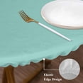 thumbnail image 4 of Solid Color Round Fitted Table Cover Light Cyan Waterproof Table Cloth with Elastic Edge Wipeable Tablecloth for Picnic Camping Party Fits 45"-54" Diameter, 4 of 8