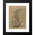thumbnail image 2 of Samuel Prout 19x24 Black Modern Framed Museum Art Print Titled - Fishing Boats on the Beach with Sails Drying, 2 of 5